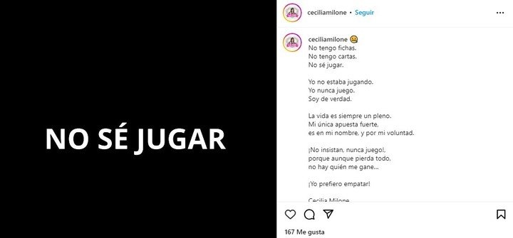 La publicación de Cecilia Milone en Instagram.