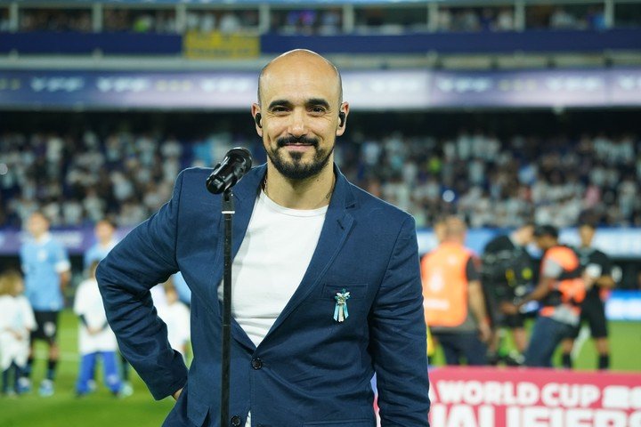 Abel Pintos en las Eliminatorias Sudamericanas, con Argentina vs Uruguay. Foto Juano Tesone 