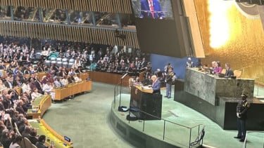 El presidente de los Estados Unidos, Donald Trump, en la sesión de la Asamblea General de la ONU