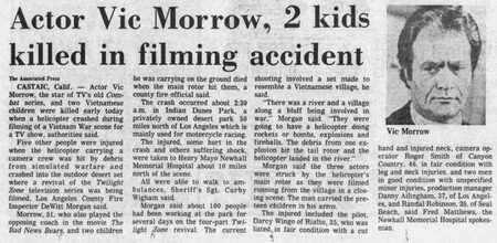 Noticia sobre la muerte de Vic Morrow